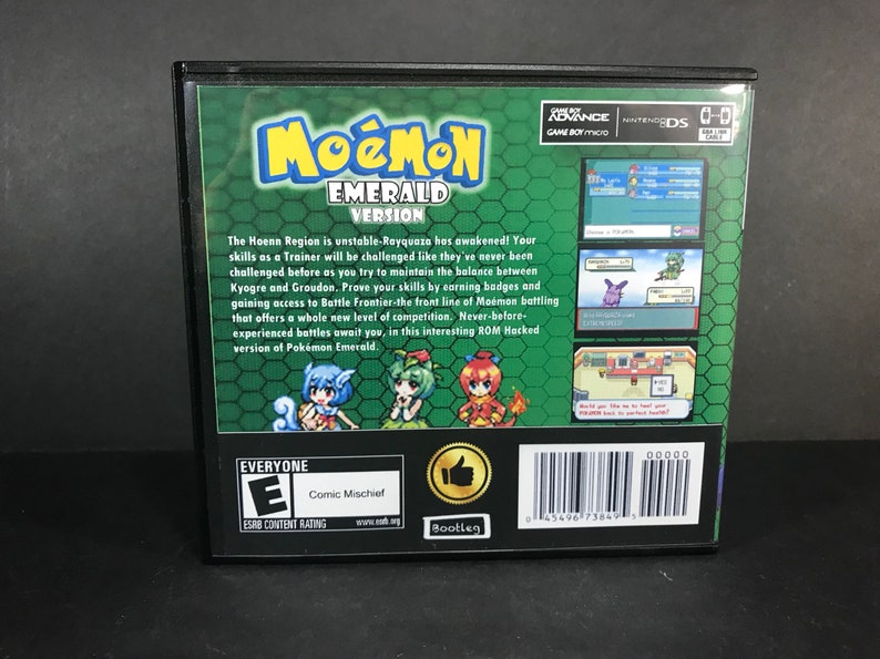 Pokemon Moemon Emerald Rom Hack Fan Made Game Gameboy Advance Gba Custom Case Pokemon Moemon Emerald Rom Hack Fan Made Game Gameboy Advance Gba Custom Case