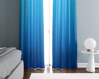 Window Curtain Lined Curtain Set And Valance Window Treatment  2 Panel Ocean