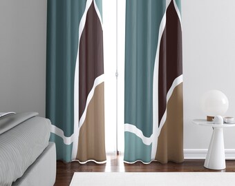 Blue and Brown Curtains - Etsy