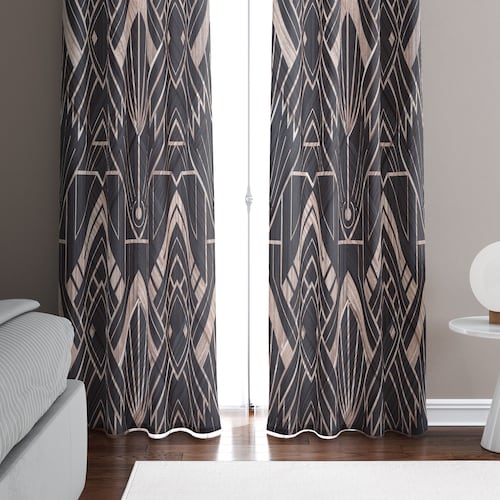 Modern Dark Art Deco Window Curtain Panels Long Panel Sheer Etsy