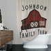 Personalized Rustic Farm Shower Curtain with Optional Bathmat | Stacked Animals and Red Barn