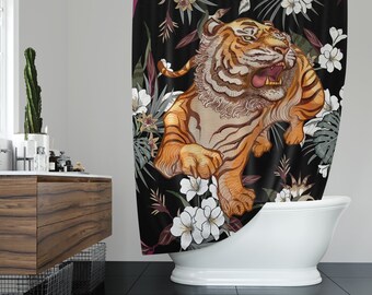 Tiger Shower Curtain Etsy