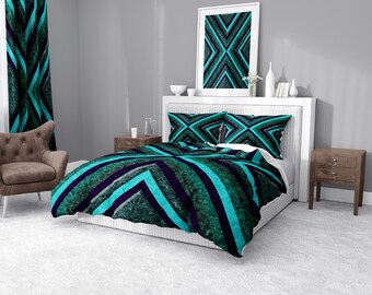This set includes a reversible comforter and shams (1 for twin size) and 3 decorative throw pillows. teal queen comforter etsy