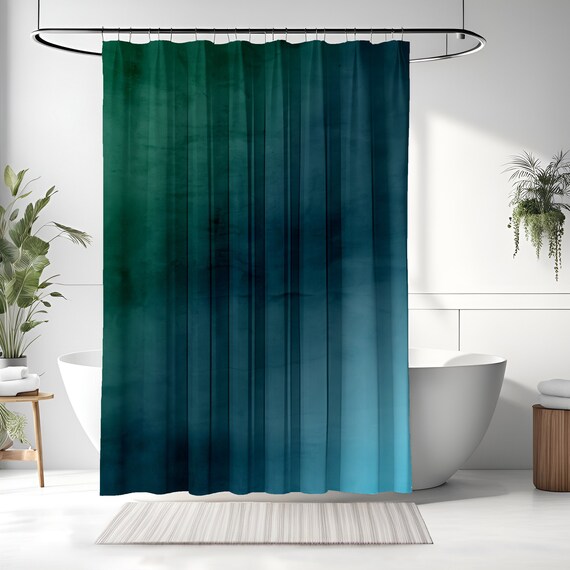 Blue and Green Ombre Pattern Shower Curtain Etsy Canada