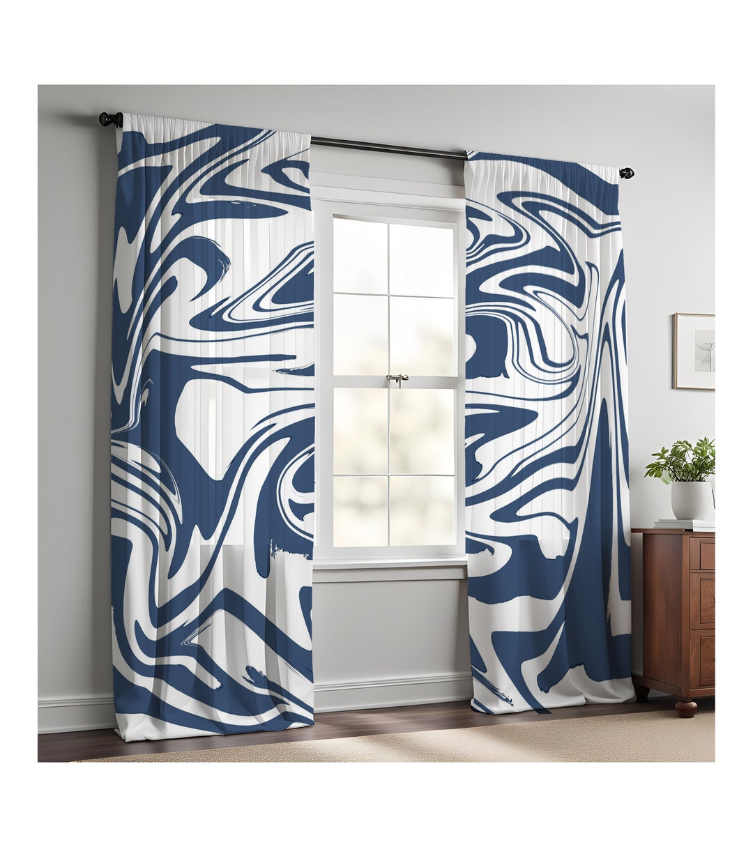 feelingyou Tende rosa con fiocco per finestre, tende in stile principessa sognante per soggiorno, motivo geometrico con fiocco ad acquerello, tende oscuranti bianche, set da 2 pannelli, 66 x 72 L