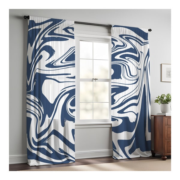Blue White Curtains - Etsy