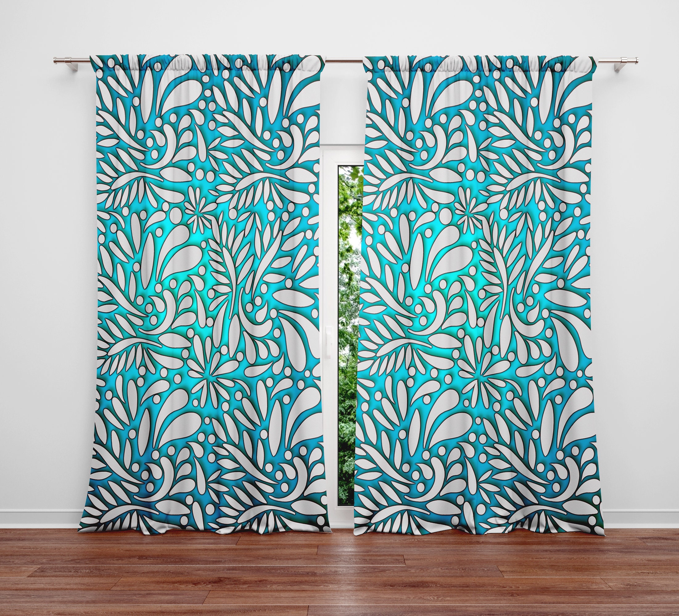 Cortinas De Ventana Turquesa Para Dormitorio, Sala De Estar, Cortinas Geométricas De Rayas Color Verde Azulado, Azul, Gris, Negro, Cortinas De Ventana Para Niños Y Niñas, Decoración Moderna De Mediados De