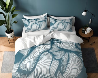 Blue Abstract Spiral  Duvet Cover | Modern Bedding