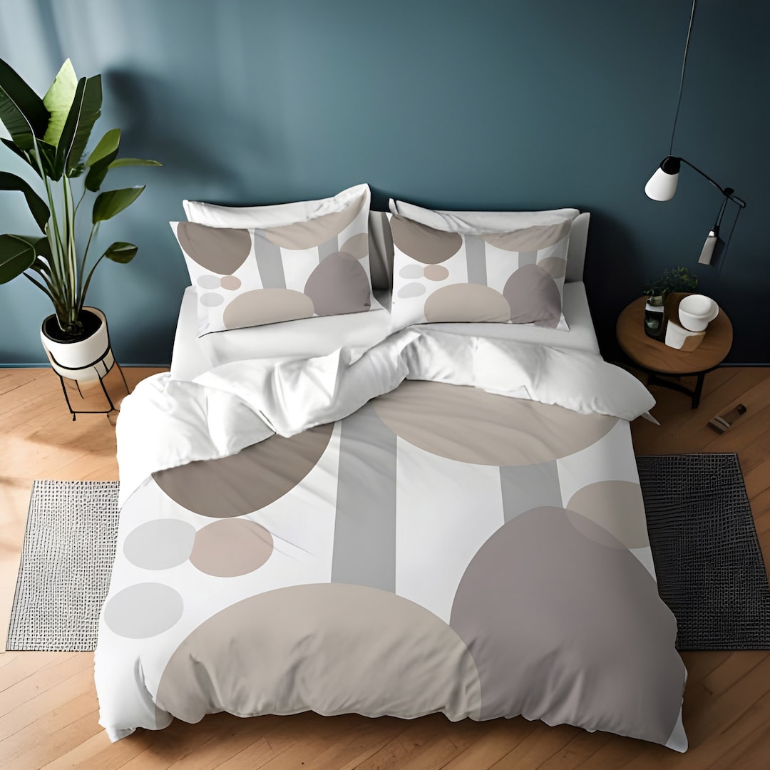 Chic Brown and Gray Shapes Pattern Comforter or Duvet Cover | Twin ...