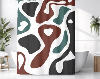 Modern Organic Shapes Color Block Pattern Shower Curtain