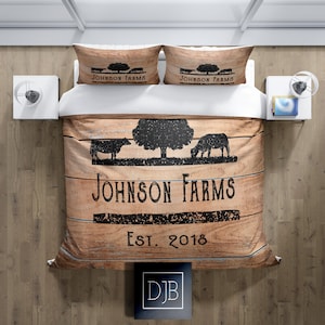 Personalized Angus Cow Farmhouse Bedding | Comforter or Duvet Cover