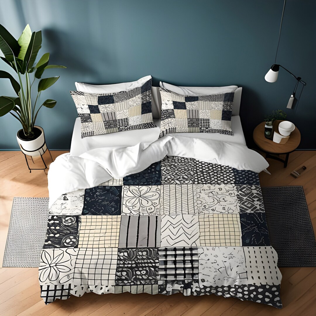 Abstract Block Pattern Duvet Cover - Shabby Chic Bedding - Etsy