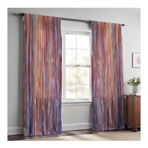 Pastel Watercolor Boho Window Curtains | Long Panel Sheer and Blackout Curtain