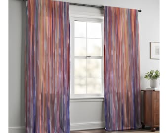 Pastel Watercolor Boho Window Curtains | Long Panel Sheer and Blackout Curtain