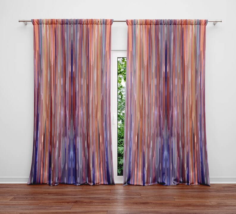 Pastel Watercolor Boho Window Curtains Long Panel Sheer and Etsy