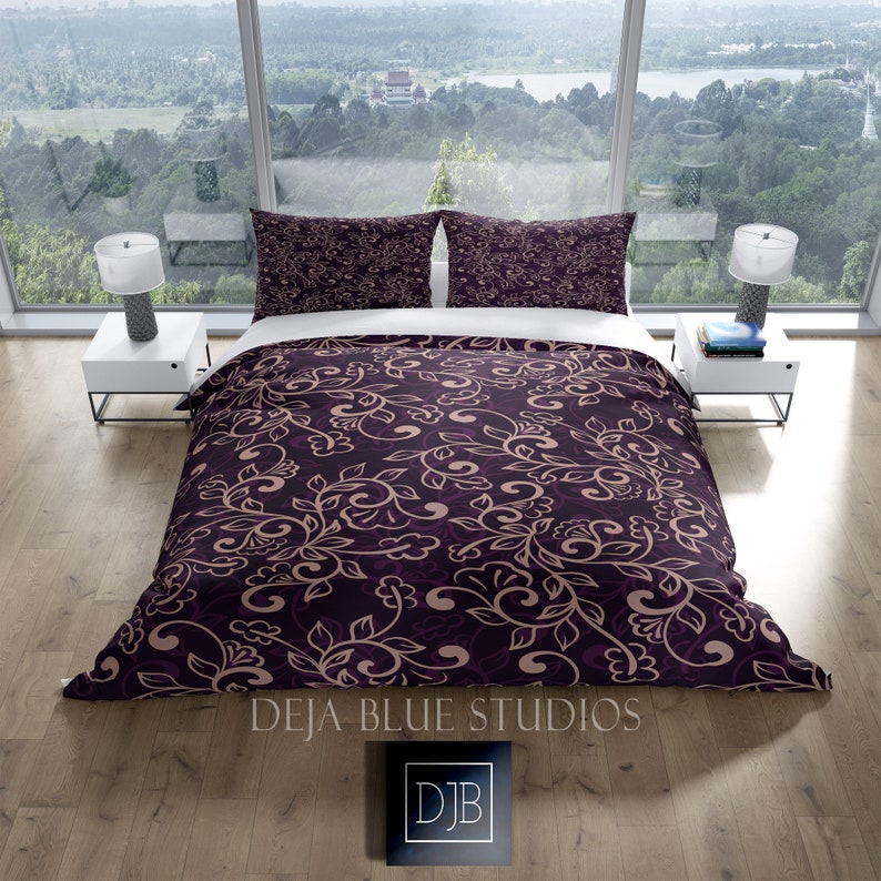 Modern Deep Purple & Gold Comforter or Duvet Cover Twin Etsy