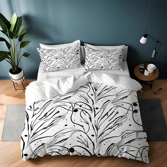 Black and White Line Art  Duvet Cover