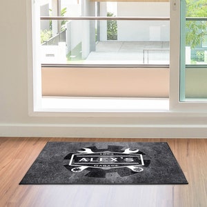 Personalized Mechanic Door Rug | Dark Gray | Tools, Wrench Logo Design ...