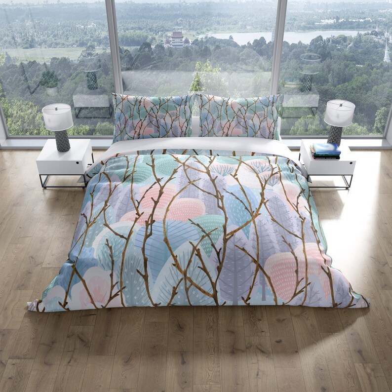 Watercolor Trees & Sticks Pattern Comforter or Duvet Cover Etsy