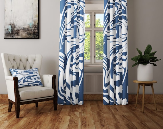 Lush Decor Tenda A Pannello In Lino Floreale – Bianco Sporco E Blu, 213x132 Cm, Ricamata