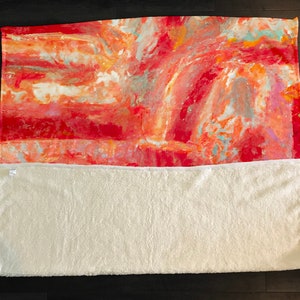 Bohemian Themed Abstract Brush Strokes Fleece Sherpa Blanket | Large 68&quot; x 80&quot; Size