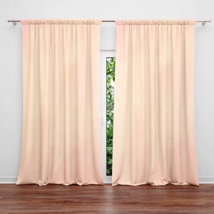 Peach Mango Watercolor Window Curtain Panels | Long Panel Lined, Unlined and Blackout Curtains