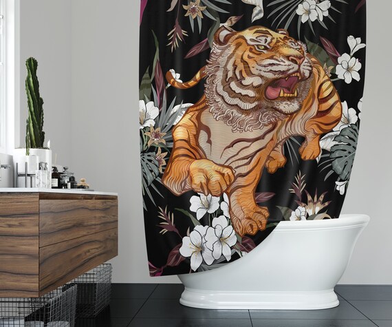 Tiger Shower Curtain Long And Extra Long Shower Curtain Etsy