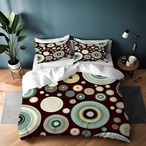 Mid-Century Modern Comforter – Abstract Circle Pattern Bedding