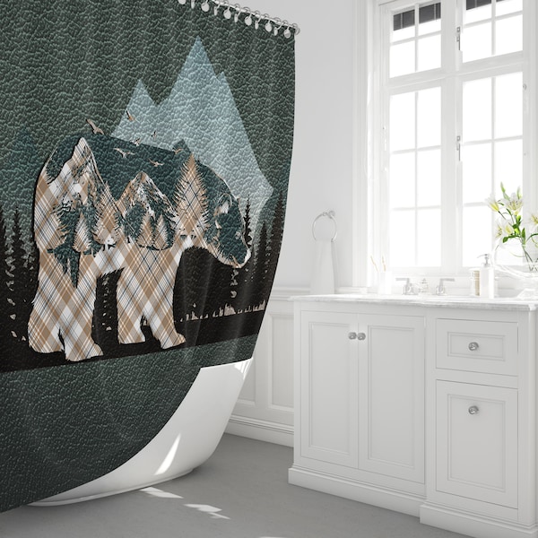 Bear Shower Curtain Etsy