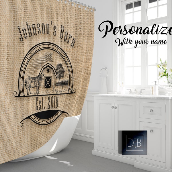 Burlap Shower Curtain Etsy