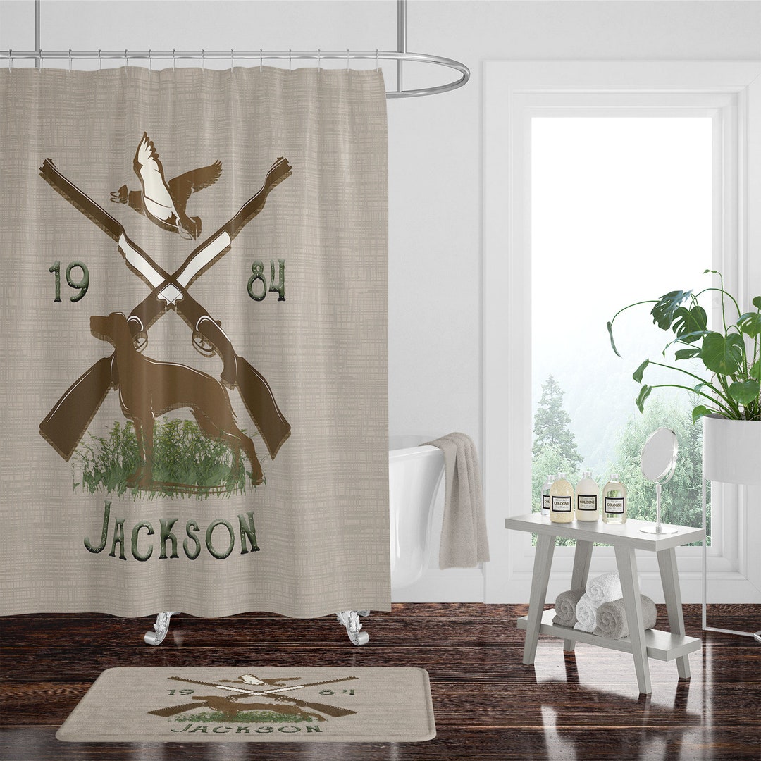 Personalized Rustic Hunting Cabin Shower Curtain Cottage Shower Curtain