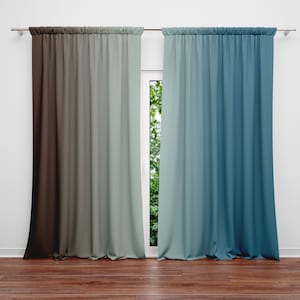 Rocky Cliff River Gradient Vertical Ombre Window Curtains | Lined, Unlined, Room Darkening Options