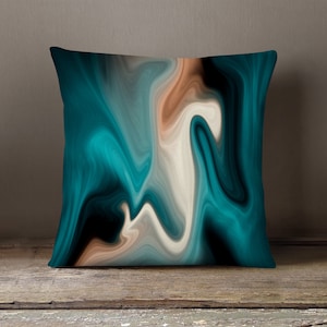 Blue and Cream Color Swirl Throw Pillow