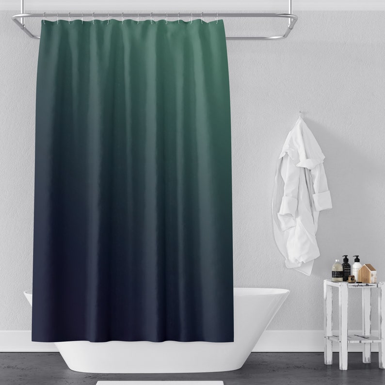 Navy Blue to Ocean Green Gradient Shower Curtain Etsy