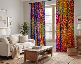 Bohemian Rags Floral Print Window Curtains