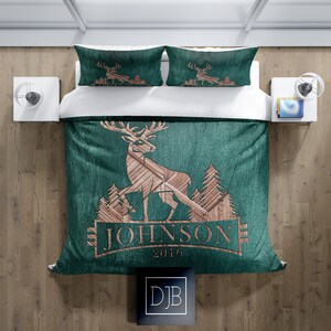 Personalisierter Whitetail Buck Tröster oder Bettbezug | Zwilling, Königin, König Größe | Jagd, Rustikal, Cottage