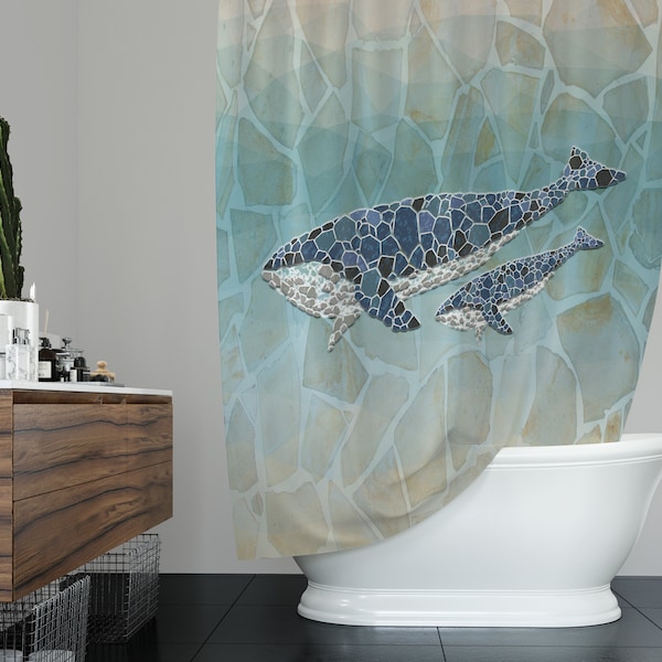 Whale Shower Curtain Etsy