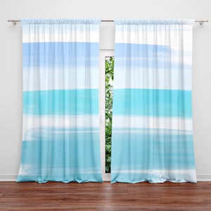 Light Color Blue Stroke Stripes Window Curtains | Lined, Unlined, Room Darkening Options