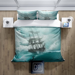 Blue Nautical Comforter or Duvet Cover | Twin, Queen, King Size Bedding | Ocean, Sea Bedding