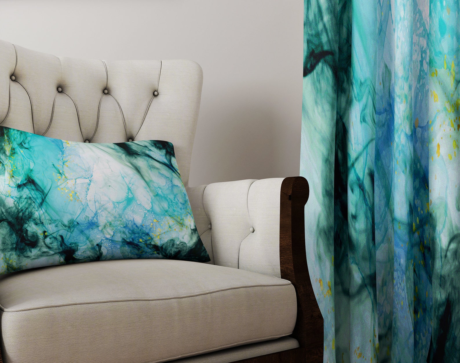 Blue Abstract Design Window Curtains Lined Unlined and Room - Etsy