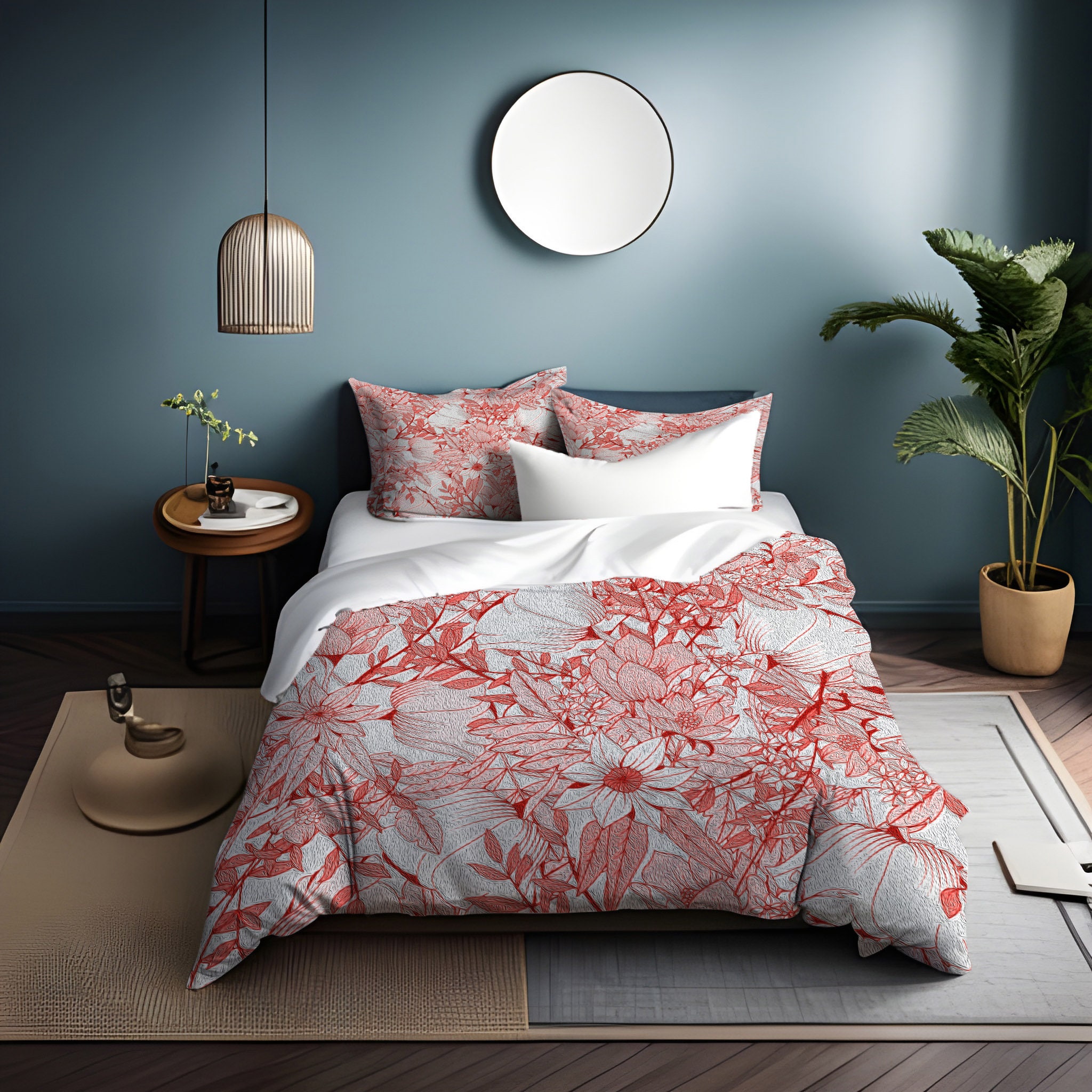 Coral duvet cover Etsy Nederland