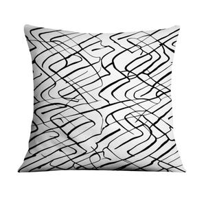 Modern Abstract Line Art Throw Pillow - Black and White Design