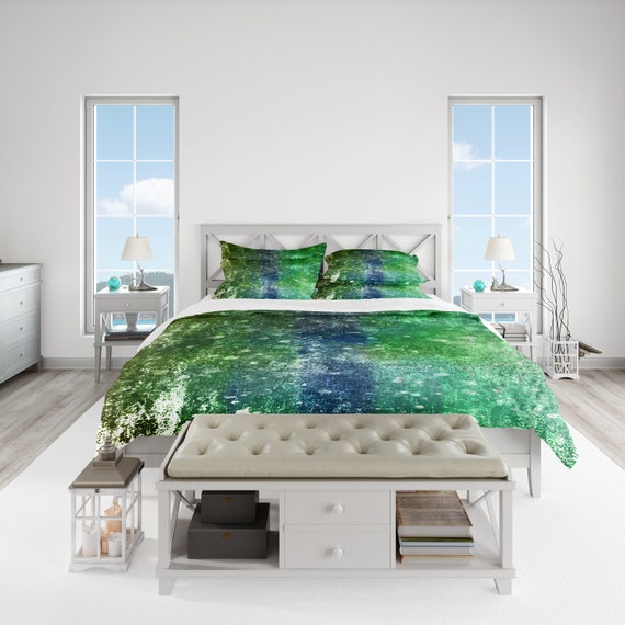 Blue And Green Gypsy Grunge Comforter Or Duvet Cover Twin Etsy