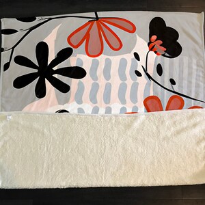 Abstract Floral Orange and Black Fleece Sherpa Blanket | Large 68&quot; x 80&quot; Size