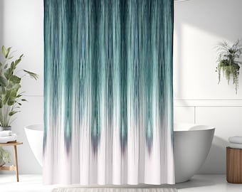 Aqua Green and Blue Peacock Rain Shower Curtain | Long and Extra Long Options | Bathroom Decor