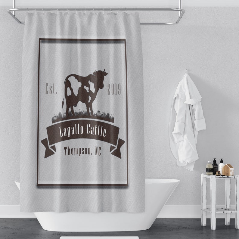 Farmhouse Cattle Shower Curtain Personalized Chic Farm Etsy