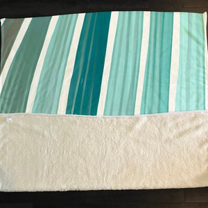 Teal Paint Striped Fleece Sherpa Blanket | Large 68&quot; x 80&quot; Size