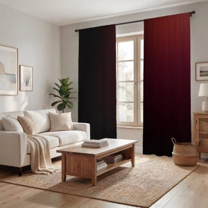 Deep Red Gradient Minimalist Pattern Window Curtains