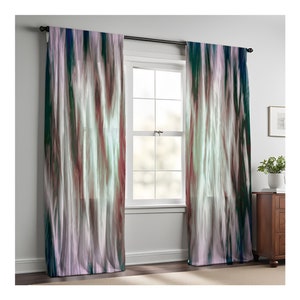Abstract Pink Sunset Boho Print Window Curtains | Lined and Unlined Curtains | Valance