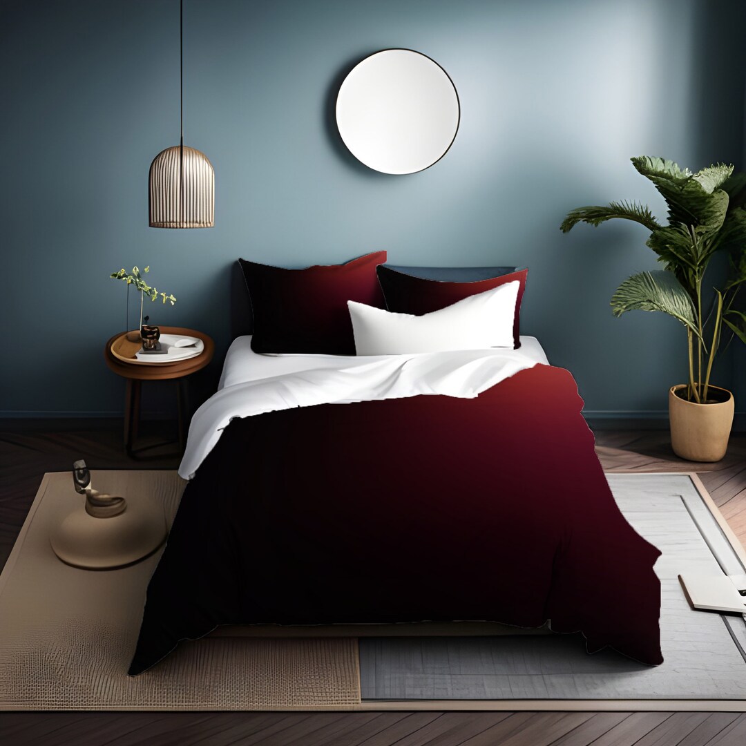 Ombre Red Wine Bedding | Gradient Duvet Cover - Etsy